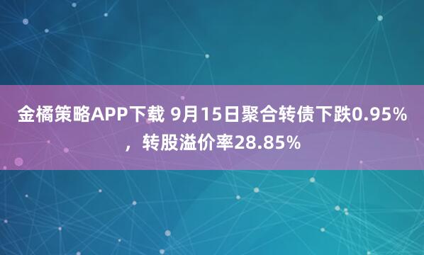 金橘策略APP下载 9月15日聚合转债下跌0.95%，转股溢价率28.85%